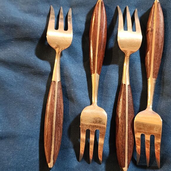 6 Vintage Mid Century Modern MCM DANISH MODERN Dessert Forks 5.75 INCHES LONG - Picture 4 of 6